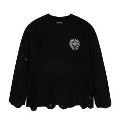 Chr0me Heart Destroyed Distressed Sweater Black Gray