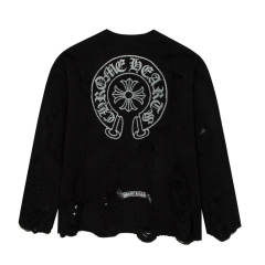 Chr0me Heart Destroyed Distressed Sweater Black Gray