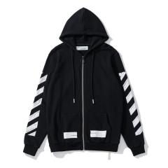 OW Pink Logo Hoodie Black White