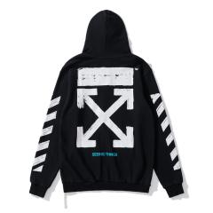 OW Pink Logo Hoodie Black White