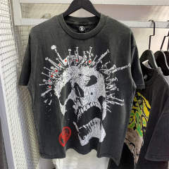 Hellstar Studios Splatter Skull Graphic Tee T-Shirt Black
