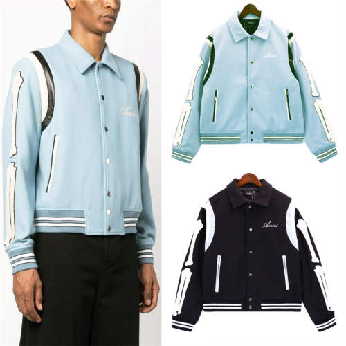 Bone Replica Wool Varsity Jacket Black Blue