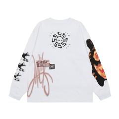 Travis Scott Cactus Jack 22AW Fun Graffiti Print Long Sleeve T-Shirt White
