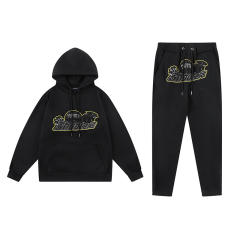 Trapstar Embroidered Logo Fleece Tracksuit Hoodie Pants Black