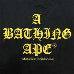 1:1 Quality Bape Ape Gothic Font T-Shirt Black White