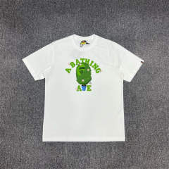 1:1 Quality Bape Ape Green Big Ape Logo T-Shirt Black White