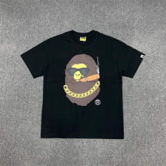 1:1 Quality Bape Ape Golden Chain Gang Big Ape Logo T-Shirt Black White