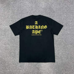 1:1 Quality Bape Ape Gothic Font T-Shirt Black White