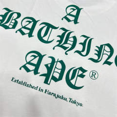 1:1 Quality Bape Ape Gothic Font T-Shirt Black White