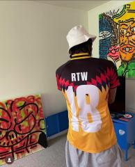 Corteiz Color-Block Embroidered Basketball Jersey Tee Blue Yellow
