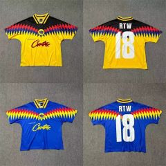 Corteiz Color-Block Embroidered Basketball Jersey Tee Blue Yellow
