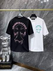 Chr0me Heart Paw Print Cross Sanskrit Letter Patch Embroidered Tee 2 colors