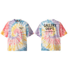 Gallery Dept Tie-dyed monogrammed Tee Pink