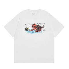Maison Margiela MM6 Red Cat Number T-Shirt Black White