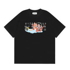 Maison Margiela MM6 Red Cat Number T-Shirt Black White