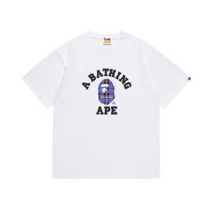 Bape A Bathing Purple Small Head Ape Big Logo T-Shirt Tee Black White