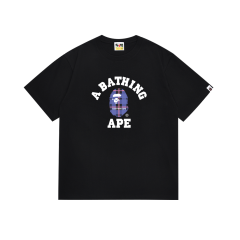Bape A Bathing Purple Small Head Ape Big Logo T-Shirt Tee Black White