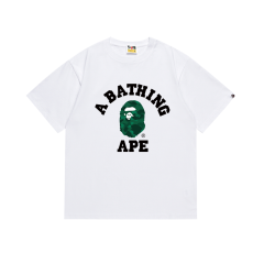 Bape A Bathing Green Small Head Ape Big Logo T-Shirt Tee Black White