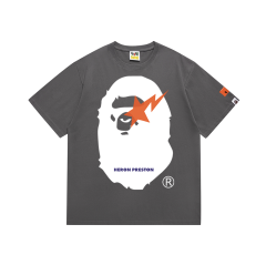 Bape A Bathing Green Small Head Ape Big Logo T-Shirt Tee Black White