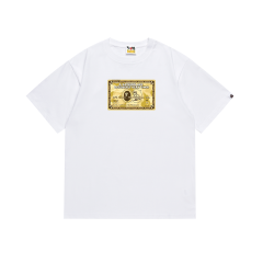 Bape A Bathing Golden Card Ape Big Logo T-Shirt Tee Black White