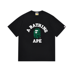 Bape A Bathing Green Small Head Ape Big Logo T-Shirt Tee Black White