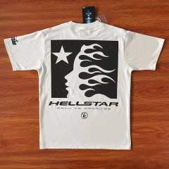 Hellstar Back Side Face Goddess Large Logo Print Washed Version T-Shirt White