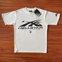 Hellstar Back Side Face Goddess Large Logo Print Washed Version T-Shirt White