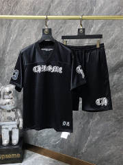 CH Mesh T-Shirt Shorts Set (Black/Red/Blue)