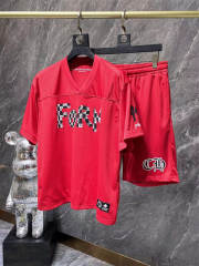 CH Mesh T-Shirt Shorts Set (Black/Red/Blue)