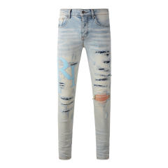 #8902 AM Blue Logo Indigo Denim Jeans