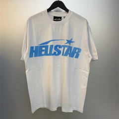 Hellstar Studios Classic Blue Logo Short Sleeve Tee Shirt White
