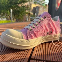 R*ck Οwens Leather OW Low-End High Shoes Black Pink (Size 7-13)