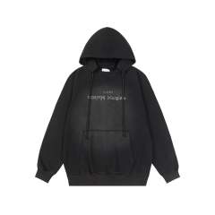 Maison Margiela MM6 Upside Down Logo Distressed Hoodie Black Purple