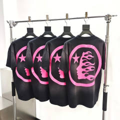 1:1 quality version Hellstar Fluorescent pink logo washed version tee with NFC tag (Physical Chip)
