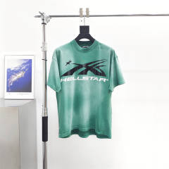 1:1 quality version Hellstar Black and White Logo Washed Version Tee with NFC tag (Physical Chip)