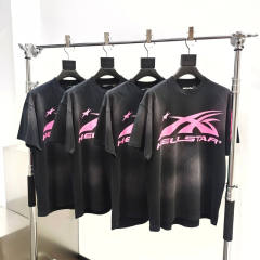 1:1 quality version Hellstar Fluorescent pink logo washed version tee with NFC tag (Physical Chip)