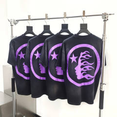1:1 quality version Hellstar Front and back bright purple logo washed version tee with NFC tag (Physical Chip)
