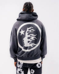 1:1 quality version Hellstar Silver Flame Logo Hoodie with NFC Tag