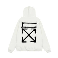 OW back spray-painted arrow print hoodie white
