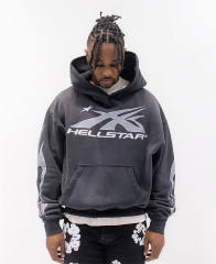 1:1 quality version Hellstar Silver Flame Logo Hoodie with NFC Tag