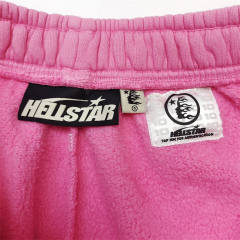 1:1 quality version Hellstar HS Black Flame Pink Washed Version Straight Leg Pants with NFC Tag