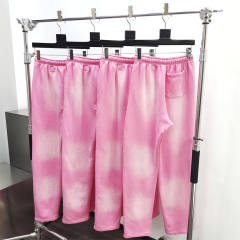 1:1 quality version Hellstar HS Black Flame Pink Washed Version Straight Leg Pants with NFC Tag