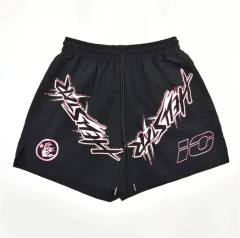 1:1 quality version Hellstar Nylon waxed black shorts with NFC Tag
