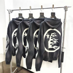 1:1 quality version Hellstar Silver Flame Logo Hoodie with NFC Tag