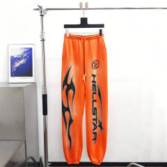 1:1 quality version Hellstar Washed Orange Logo Print Drawstring Sweatpants with NFC Tag