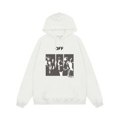 OW back spray-painted arrow print hoodie white