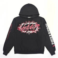 1:1 quality version Hellstar Gray and Red Logo Hoodie with NFC tag