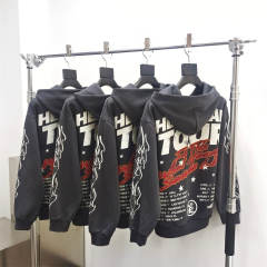 1:1 quality version Hellstar Fiery Alphabet Slogan Print Hoodie with NFC tag
