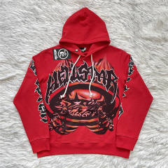Hellstar Studios Distressed Logo Hoodie Red