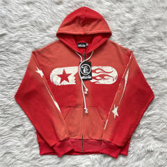 Hellstar Studios Distressed Classic Logo Hoodie Red